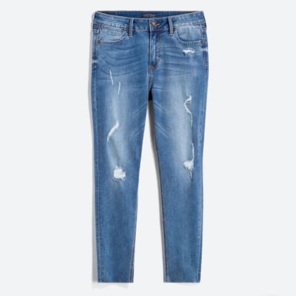 JUST USA Raquel Distressed Scissor Hem Cropped Skinny Jean size 14/32